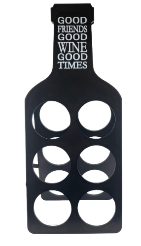 DREWNIANY CZARNY STOJAK NA WINO 6 MIEJSC