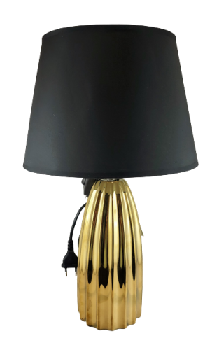 LAMPA CERAMICZNA ZŁOTA KARBOWANA GLAMOUR 47CM