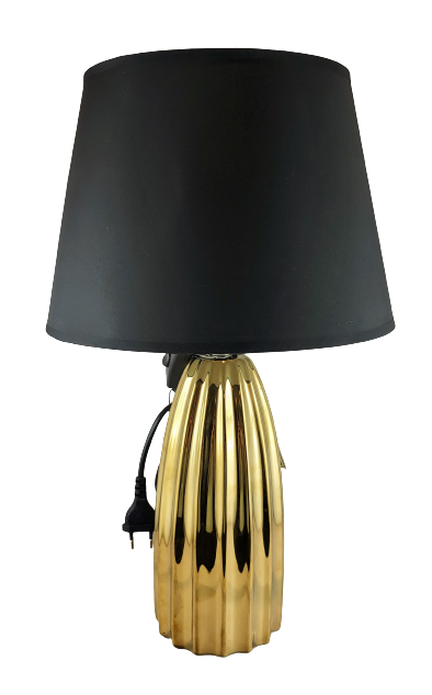 LAMPA CERAMICZNA ZŁOTA KARBOWANA GLAMOUR 47CM