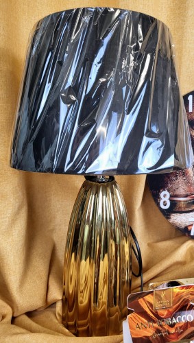 LAMPA CERAMICZNA ZŁOTA KARBOWANA GLAMOUR 47CM