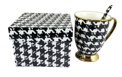 ELEGANCKI CERAMICZNY KUBEK Z ŁYŻECZKĄ 280ML PEPITKA