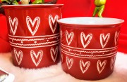 KUBEK CERAMICZNY Z SERDUSZKAMI CZERWONY 450ML