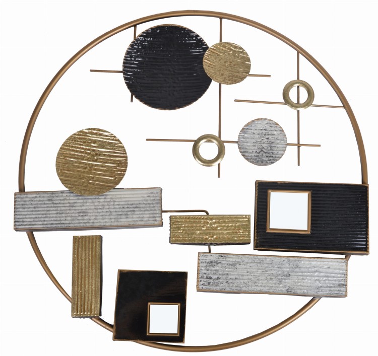 DEKORACJA ŚCIENNA METALOWA KOŁO GEOMETRYCZNE  73X73X4,4CM