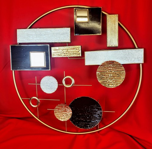 DEKORACJA ŚCIENNA METALOWA KOŁO GEOMETRYCZNE  73X73X4,4CM