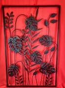 METALOWA DEKORACJA ŚCIENNA LIŚCIE CZARNE 100x65x2