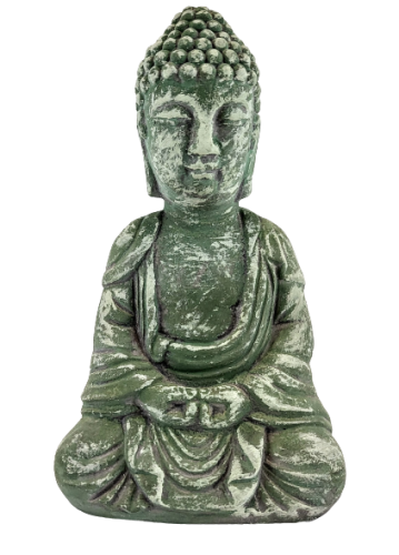 FIGURKA BUDDA BETONOWA ZIELONA POSTARZANA