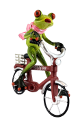 FIGURKA PANI ŻABA NA CZERWONYM ROWERZE 16 cm
