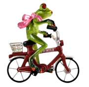 FIGURKA PANI ŻABA NA CZERWONYM ROWERZE 16 cm