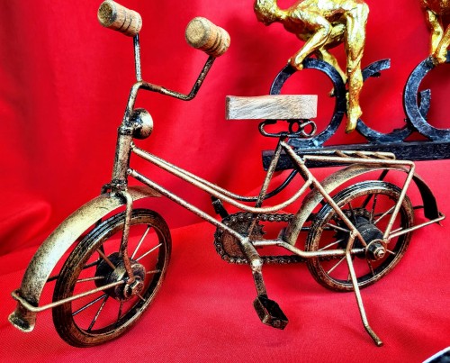 FIGURKA REPLIKA ROWER RETRO Z DREWNA I METALU 35CM