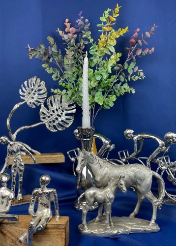 FIGURKA PARA PRZYJACIELE DREWNO SREBRO 14CM PREZENT