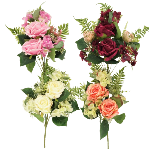 KWIATY SZTUCZNE BUKIET RÓŻA MIX 47CM