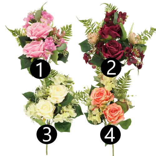 KWIATY SZTUCZNE BUKIET RÓŻA MIX 47CM