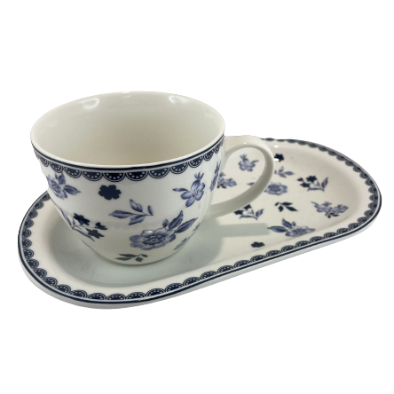 PORCELANOWY KUBEK FILIŻANKA Z TALERZYKIEM 445ML