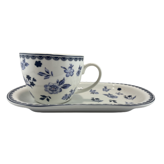 PORCELANOWY KUBEK FILIŻANKA Z TALERZYKIEM 445ML
