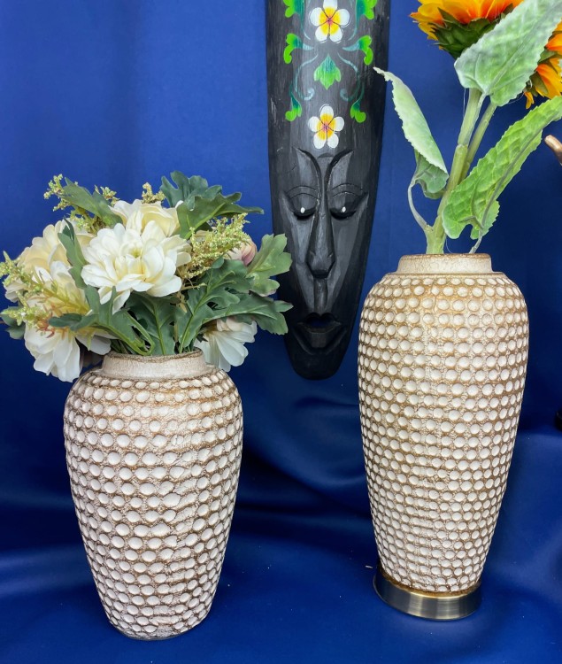 WAZON CERAMICZNY BIAŁO-ZŁOTY