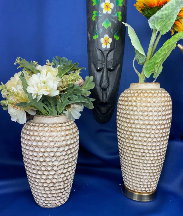 WAZON CERAMICZNY BIAŁO-ZŁOTY