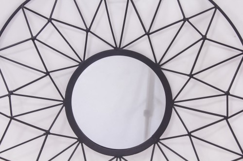 LUSTRO OKRĄGŁE GEOMETRYCZNE CZARNE 80CM
