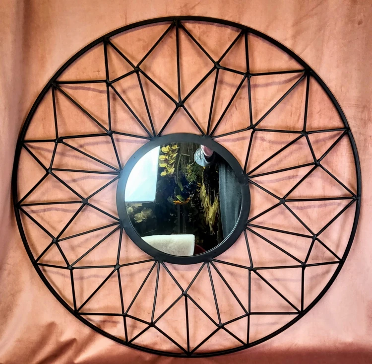 LUSTRO OKRĄGŁE GEOMETRYCZNE CZARNE 80CM
