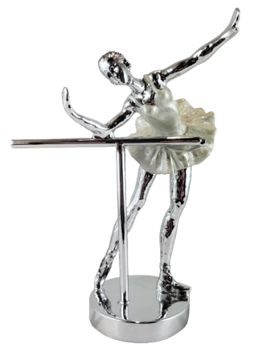 FIGURKA BALETNICA SREBRNA PERŁOWA 20,5CM