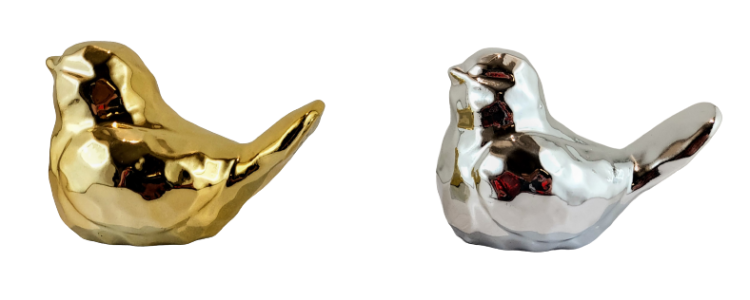 PTAK PTASZEK SREBRNY ZŁOTY 2 WZORY CERAMICZNY 10,5