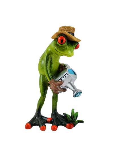 FIGURKA ŻABA Z KONEWKĄ OGRODNIK