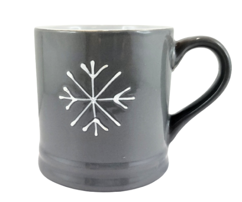 CERAMICZNY SZARY KUBEK Z ŚNIEŻYNKĄ 420ML