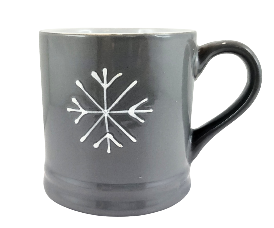 CERAMICZNY SZARY KUBEK Z ŚNIEŻYNKĄ 420ML