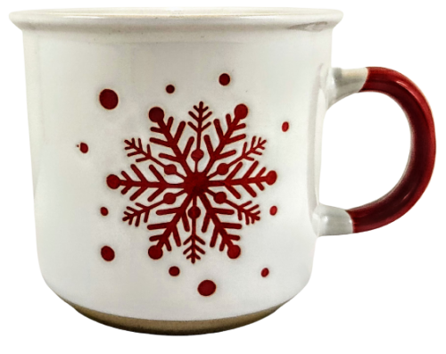 KUBEK CERAMICZNY BIAŁY PŁATEK ŚNIEGU 450ML
