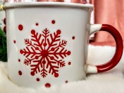 KUBEK CERAMICZNY BIAŁY PŁATEK ŚNIEGU 450ML