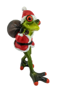 ŚWIĄTECZNA FIGURKA ŻABA MIKOŁAJ Z WORKIEM NA PLECACH