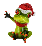 ŚWIĄTECZNA FIGURKA ŻABA W CZAPCE MIKOŁAJA