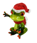 ŚWIĄTECZNA FIGURKA ŻABA W CZAPCE MIKOŁAJA