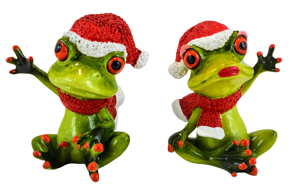 ŚWIĄTECZNA FIGURKA PANI ŻABA W CZAPCE MIKOŁAJA