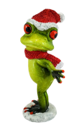 ŚWIĄTECZNA FIGURKA ŻABA W CZAPCE MIKOŁAJA