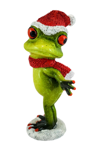 ŚWIĄTECZNA FIGURKA ŻABA W CZAPCE MIKOŁAJA