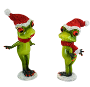 ŚWIĄTECZNA FIGURKA PANI ŻABA W CZAPCE MIKOŁAJA