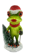 ŚWIĄTECZNA FIGURKA PANI ŻABA W CZAPCE MIKOŁAJA