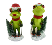 ŚWIĄTECZNA FIGURKA PANI ŻABA W CZAPCE MIKOŁAJA