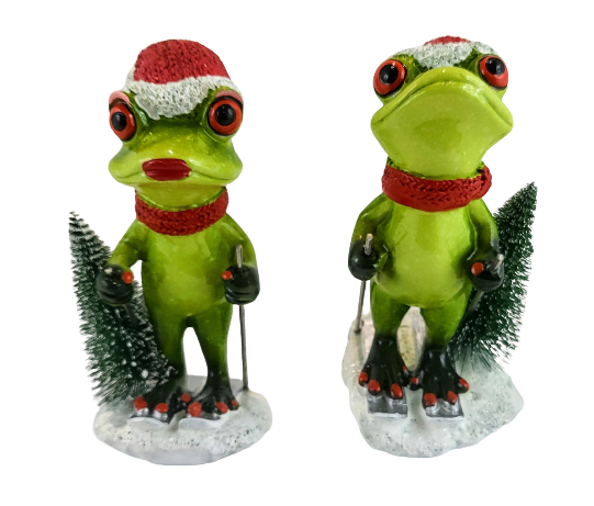ŚWIĄTECZNA FIGURKA PANI ŻABA W CZAPCE MIKOŁAJA