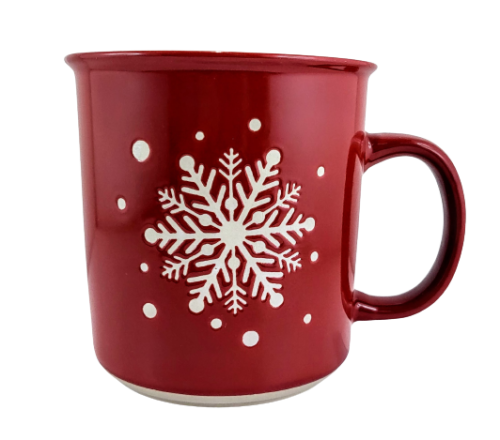 KUBEK CERAMICZNY CZERWONY PŁATEK ŚNIEGU 720ML