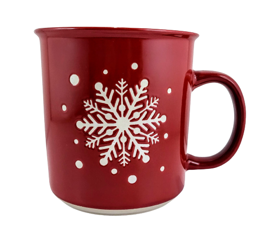 KUBEK CERAMICZNY CZERWONY PŁATEK ŚNIEGU 720ML