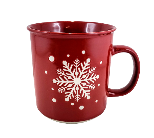 KUBEK CERAMICZNY CZERWONY PŁATEK ŚNIEGU 720ML