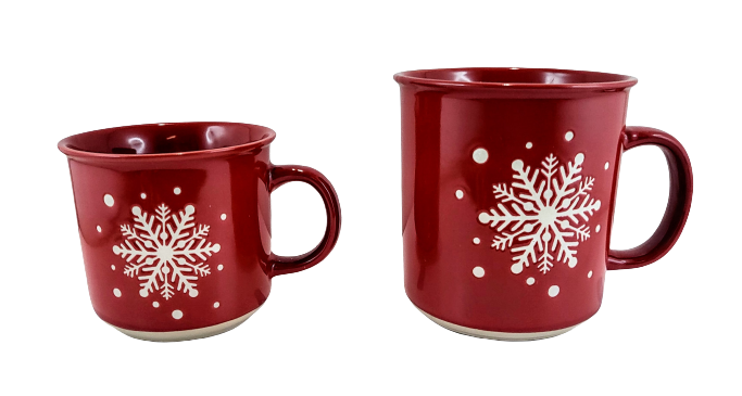 KUBEK CERAMICZNY CZERWONY PŁATEK ŚNIEGU 720ML