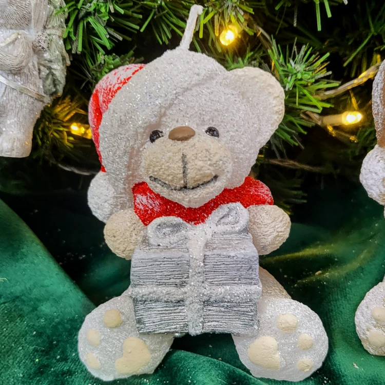ŚWIECA PARAFINOWA TEDDY MIŚ BIAŁY BOŻE NARODZENIE