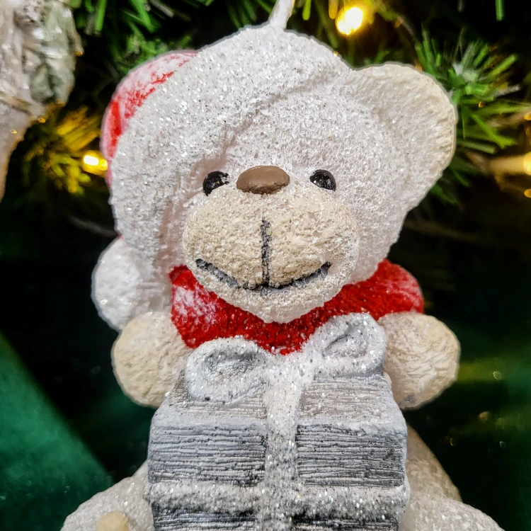 ŚWIECA PARAFINOWA TEDDY MIŚ BIAŁY BOŻE NARODZENIE