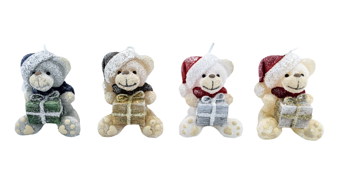 ŚWIECA PARAFINOWA TEDDY MIŚ BIAŁY BOŻE NARODZENIE