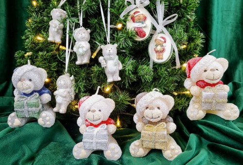 ŚWIECA PARAFINOWA TEDDY MIŚ KREMOWY BOŻE NARODZENIE