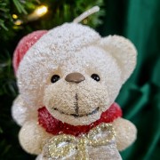 ŚWIECA PARAFINOWA TEDDY MIŚ KREMOWY BOŻE NARODZENIE