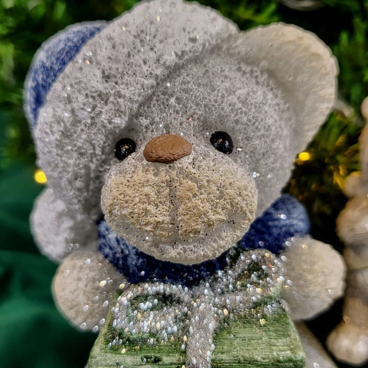 ŚWIECA PARAFINOWA TEDDY MIŚ SZARY BOŻE NARODZENIE