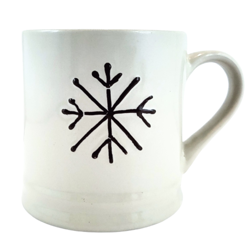CERAMICZNY BIAŁY KUBEK Z ŚNIEŻYNKĄ 420ML